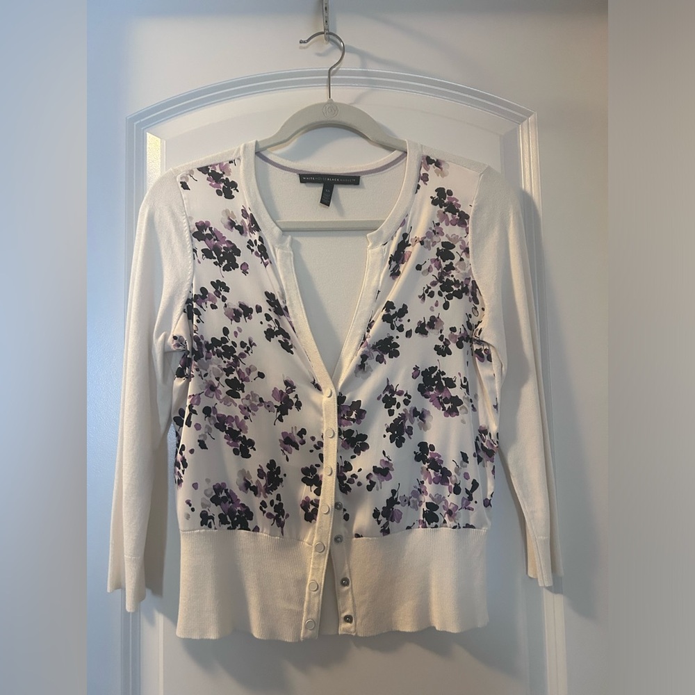 White House Black Market white floral sweater